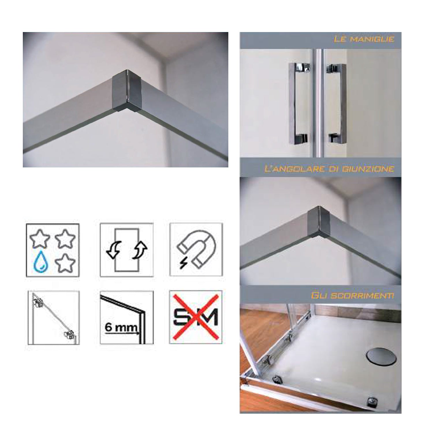  Box doccia Iconic cm 80x80 con apertura scorrevole angolare in vetro anticalcare Smart Clean trasparente 6 mm by CeramicStore | Lo specialista del tuo bagno