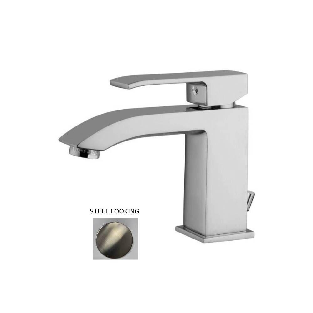 Miscelatore Lavabo con piletta e scarico automatico serie Level modello LES075ST steel looking Paffoni by CeramicStore | Lo specialista del tuo bagno