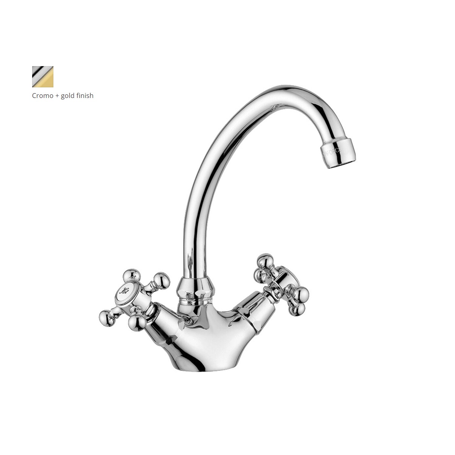 Monoforo lavabo con canna orientabile Paffoni serie Viola - Cromo/Gold finish by CeramicStore | Lo specialista del tuo bagno