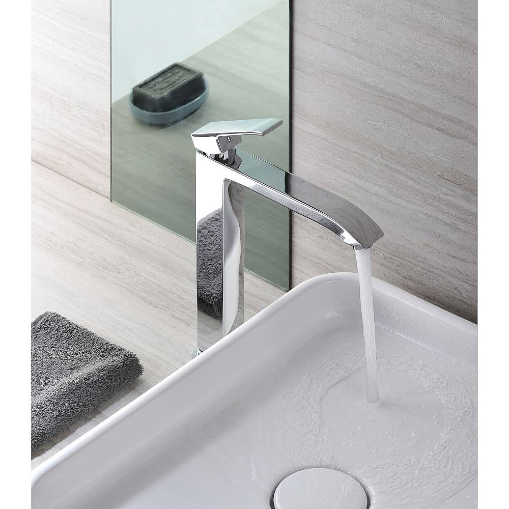  Miscelatore lavabo alto prolungato con piletta serie Level modello LES085ST steel looking Paffoni by CeramicStore | Lo specialista del tuo bagno