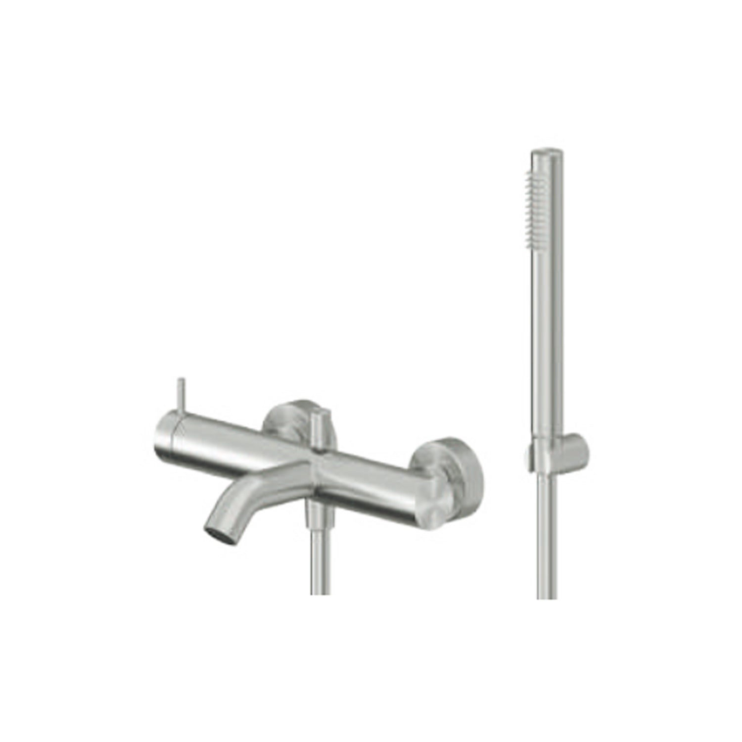 Miscelatore monocomando esterno per vasca con kit doccino RubiFlux serie Aria - Acciaio Satinato by CeramicStore | Lo specialista del tuo bagno