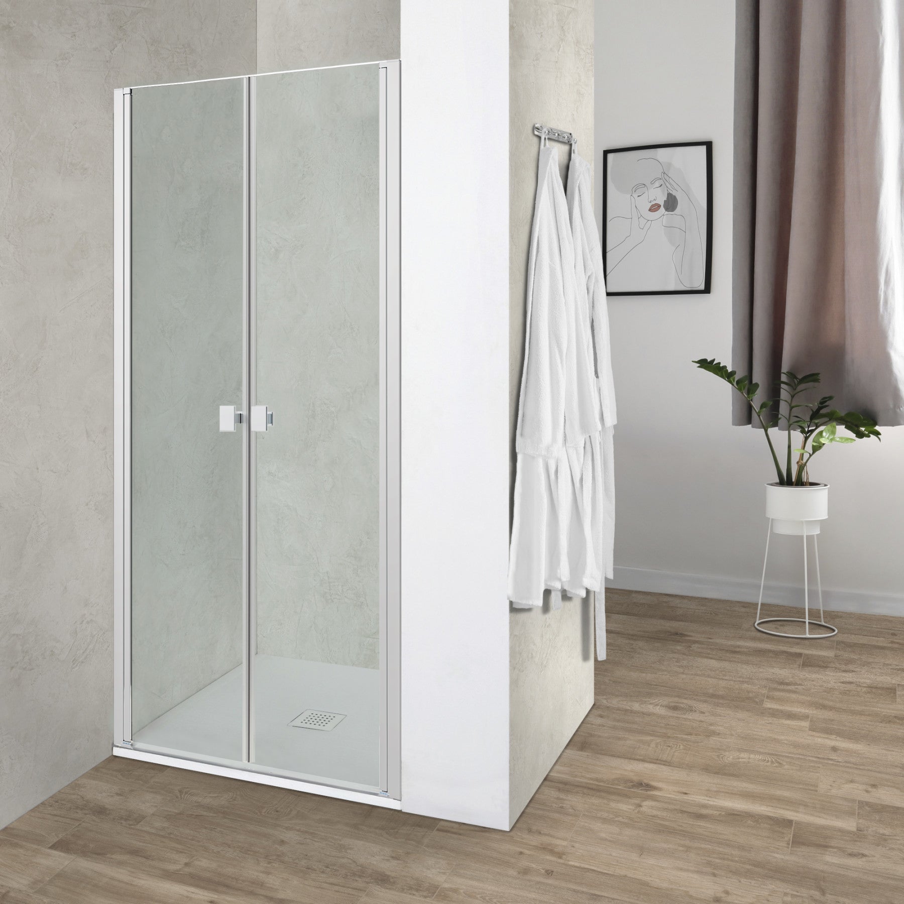Box doccia DSense doppia battente 70cm h200cm vetro trasparente profili cromo by CeramicStore | Lo specialista del tuo bagno