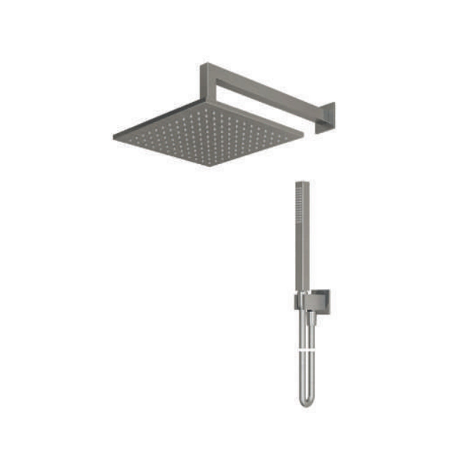 Kit doccia soffione quadrato con doccino RubiFlux serie Aria €“ Acciaio Satinato 316L by CeramicStore | Lo specialista del tuo bagno