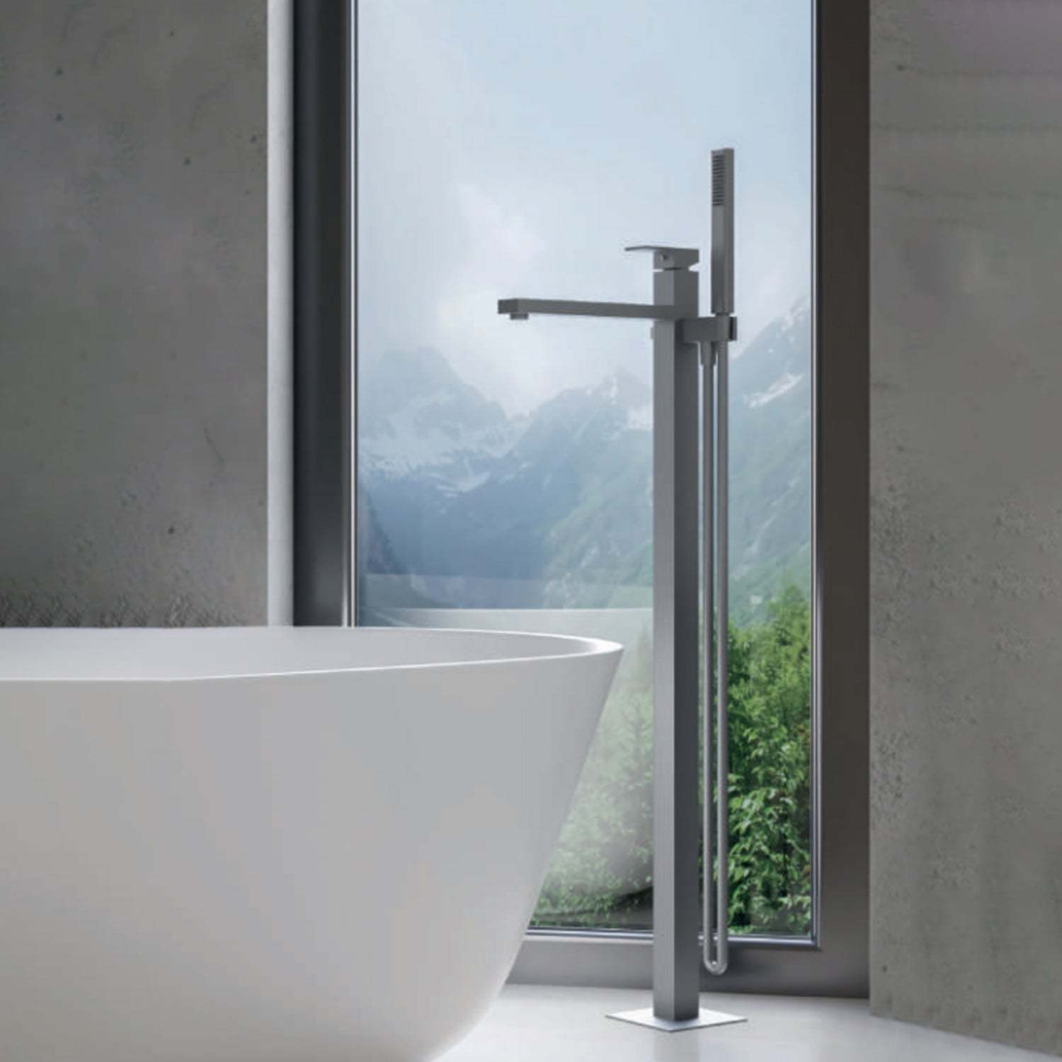  Miscelatore monocomando per vasca centro stanza con kit doccino RubiFlux serie Rose - Cromo by CeramicStore | Lo specialista del tuo bagno