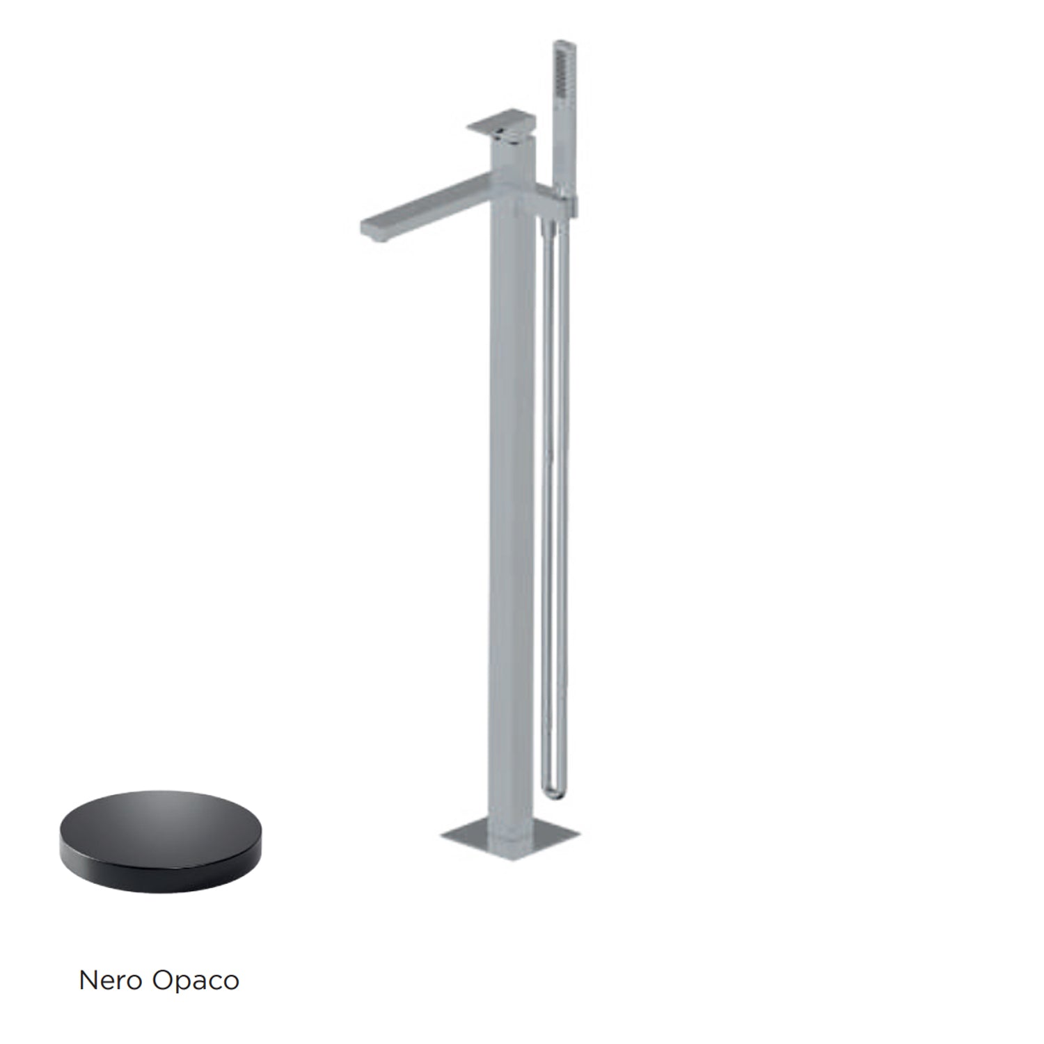 Miscelatore monocomando per vasca centro stanza con kit doccino RubiFlux serie Rose - Nero Opaco by CeramicStore | Lo specialista del tuo bagno