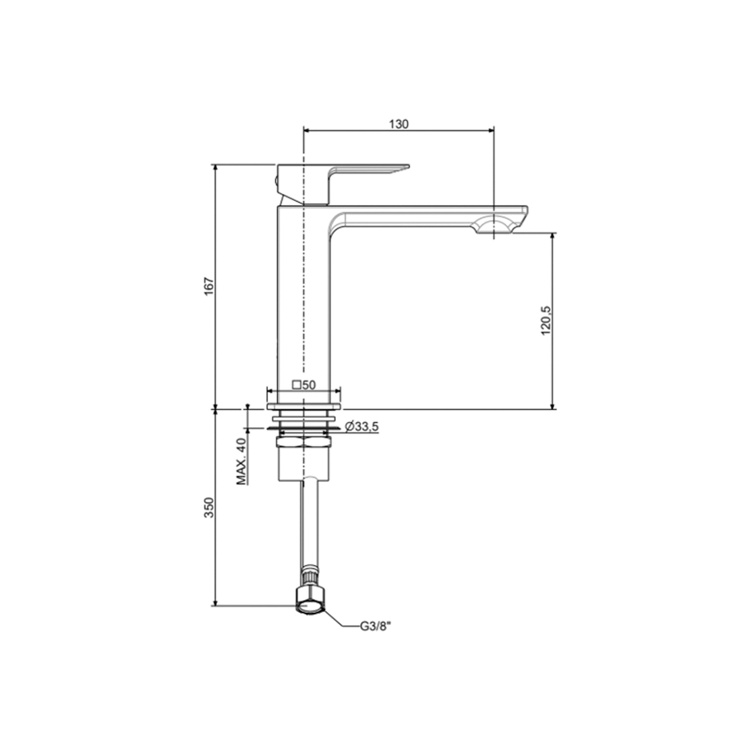 Miscelatore lavabo Paffoni collezione Elle senza piletta di scarico - Nero Opaco 2
