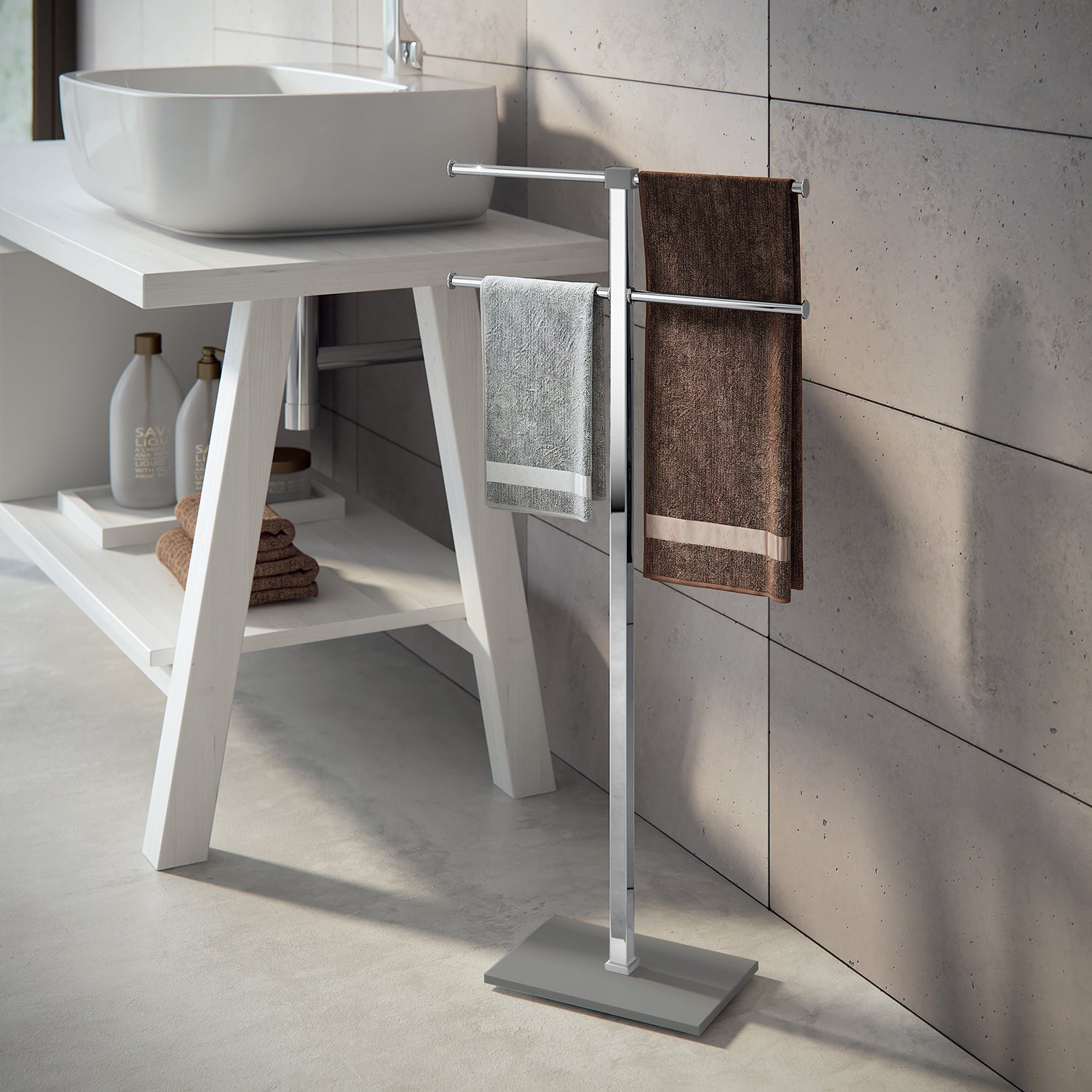  Piantana porta asciugamani in Acciaio Inox Gedy di Rainbow - Grigio