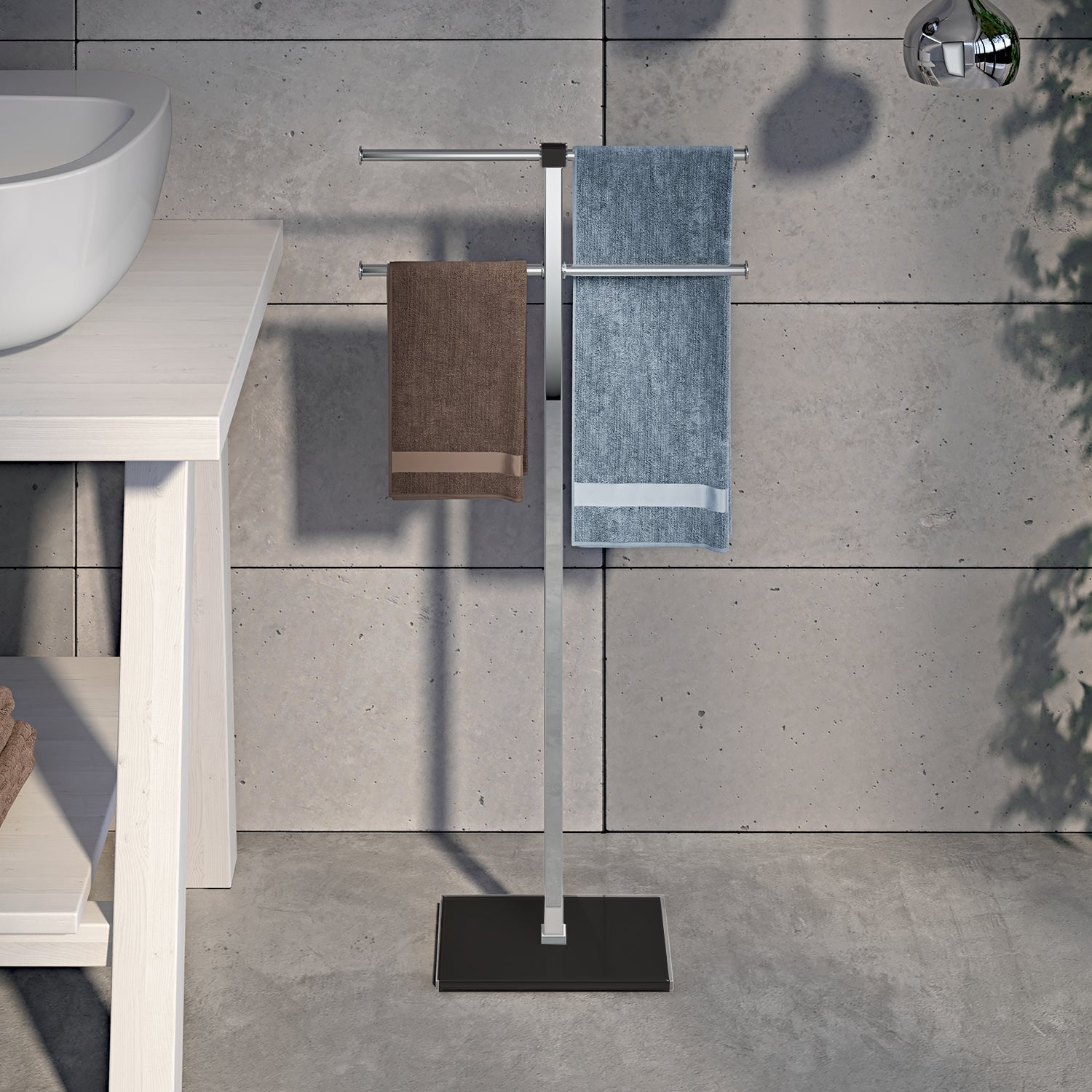  Piantana porta asciugamani in Acciaio Inox Gedy di Rainbow - Nero