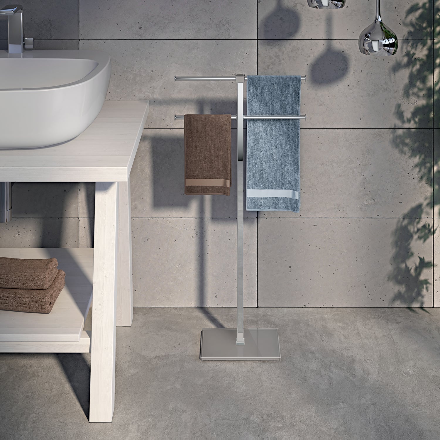  Piantana porta asciugamani in Acciaio Inox Gedy di Rainbow - Argento