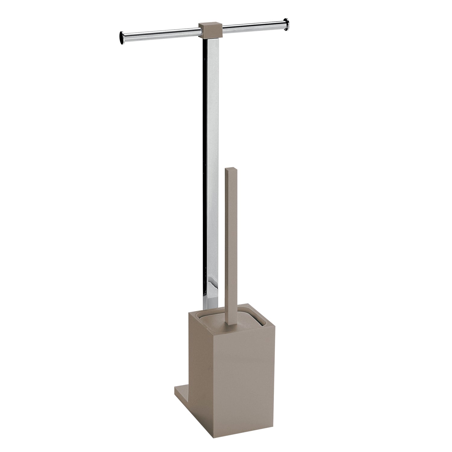 Piantana portarotolo e scopino wc in Acciaio Inox Gedy serie Rainbow - Tortora chiaro