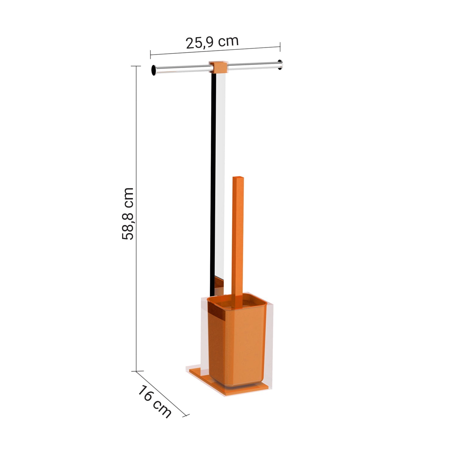 Piantana portarotolo e scopino wc in Acciaio Inox Gedy serie Rainbow - Arancione