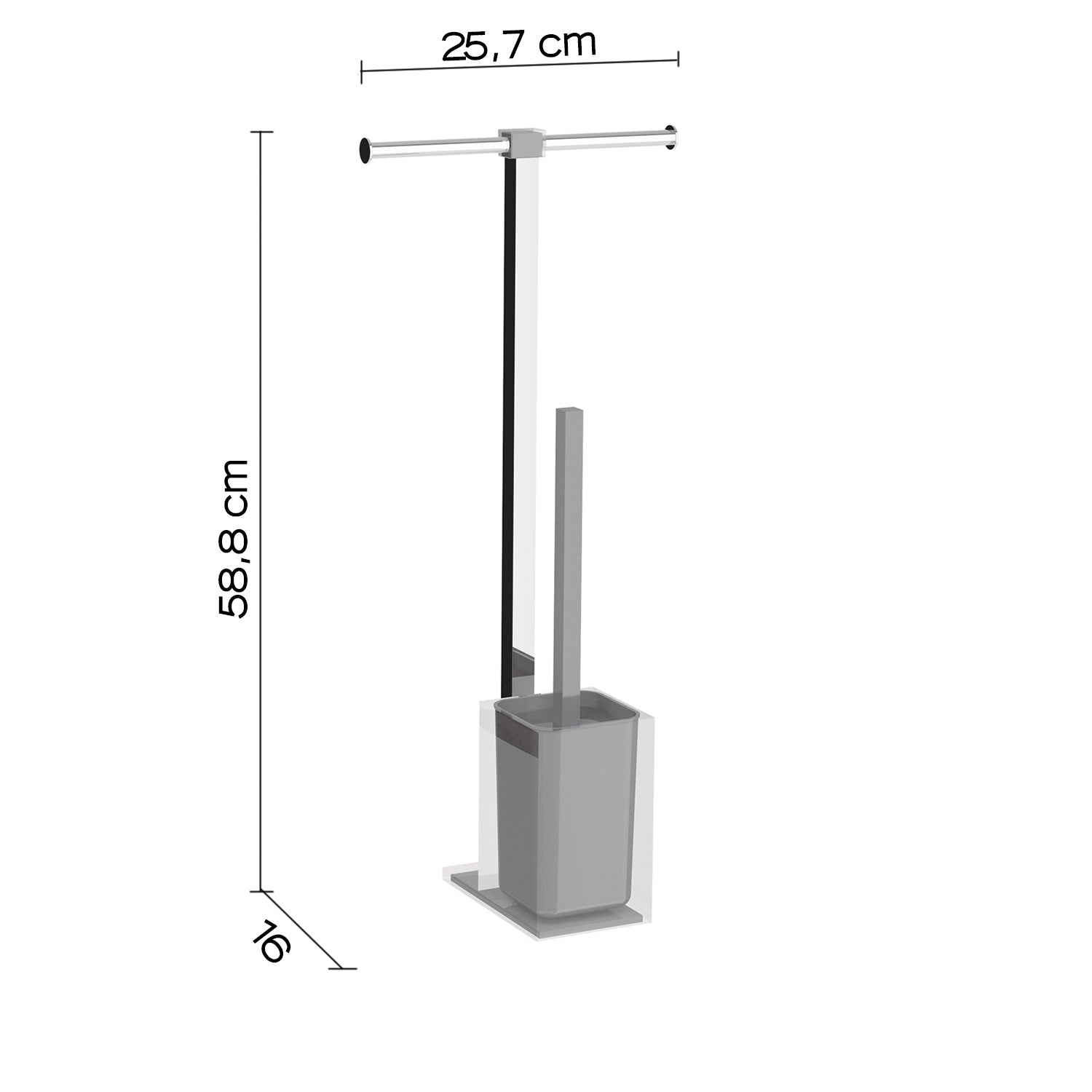  Piantana portarotolo e scopino wc in Acciaio Inox Gedy serie Rainbow - Argento