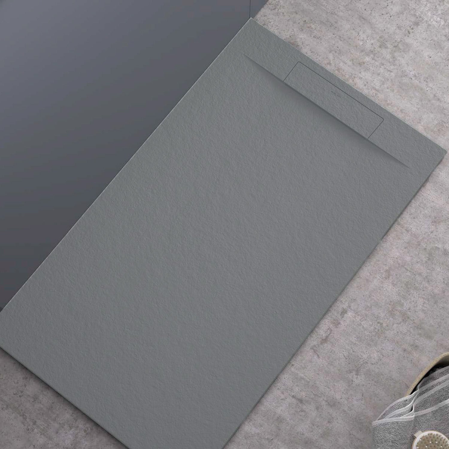 Piatto doccia in marmoresina Titano 80x90cm grigio scuro effetto pietra 5