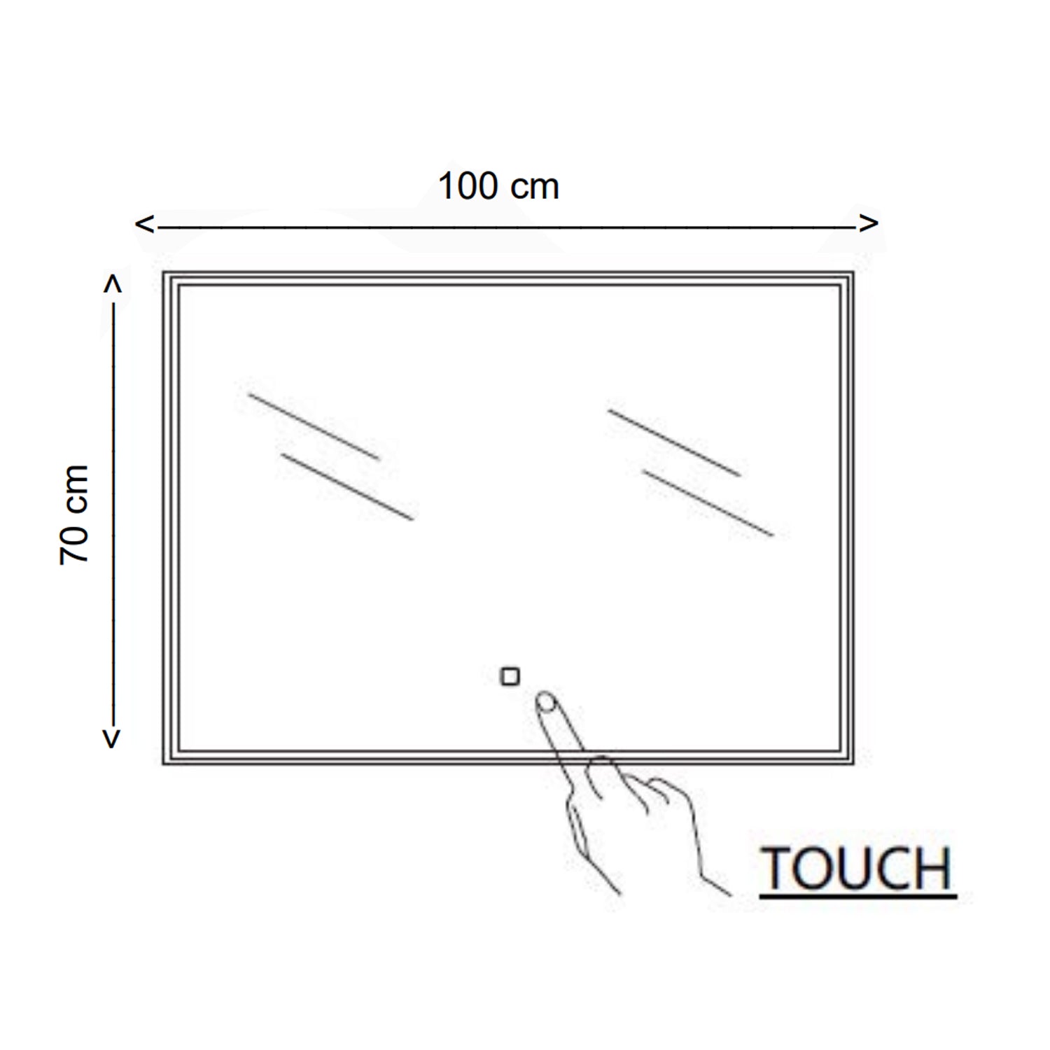  Specchio rettangolare con led integrato accensione touch 100x70h cm by CeramicStore | Lo specialista del tuo bagno