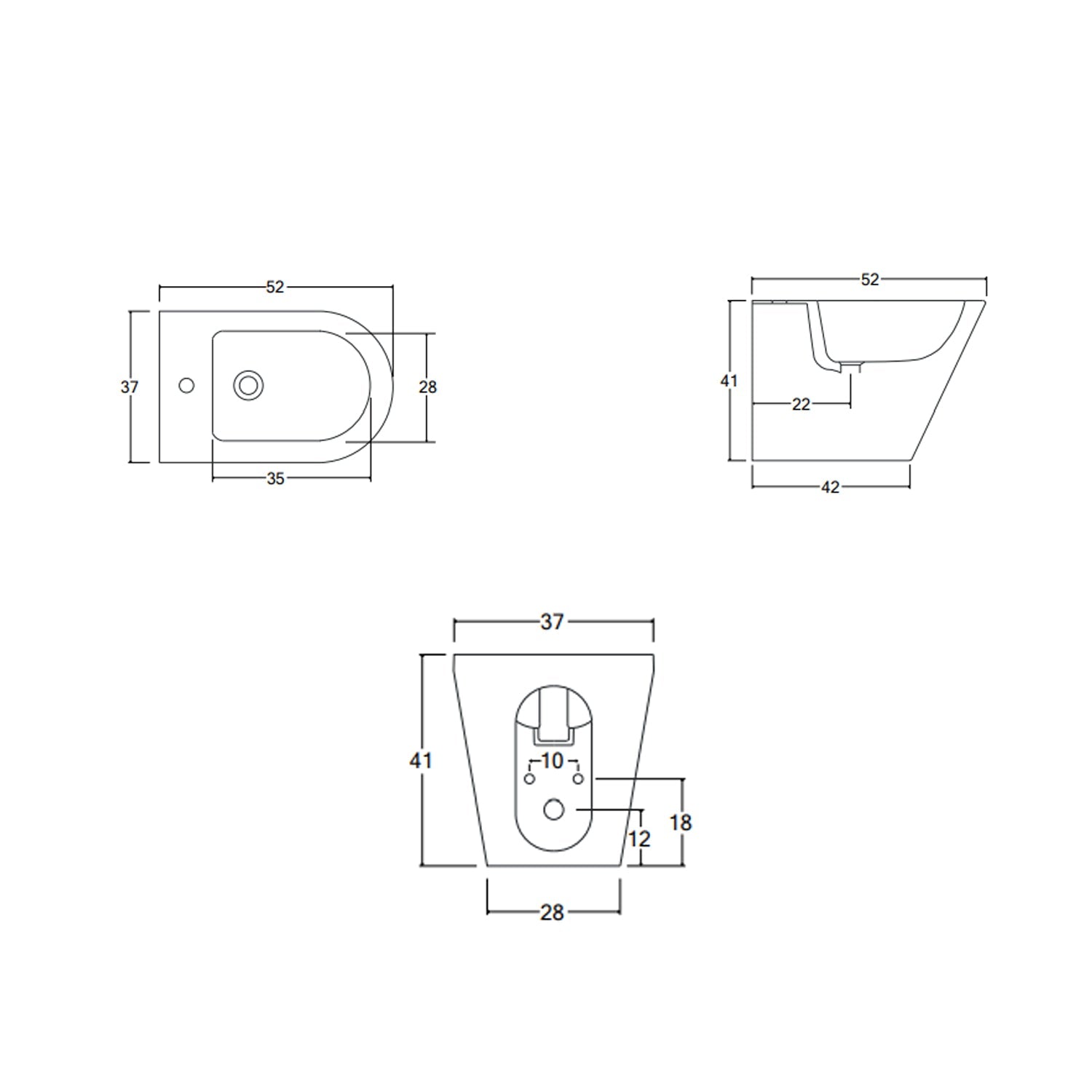 Sanitari filomuro senza brida con copriwater soft close BathCore serie Cuore - L 37 x P 52 x H 41 cm 5