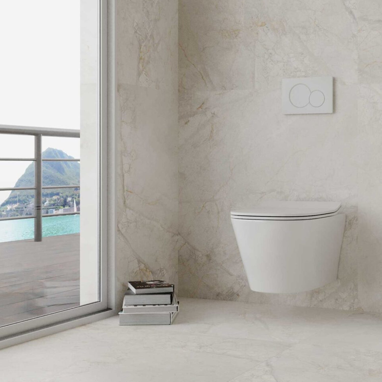 Vaso sospeso con copriwater soft close Eira BathCore L 36 x P 53 x H 35 cm - Bianco lucido