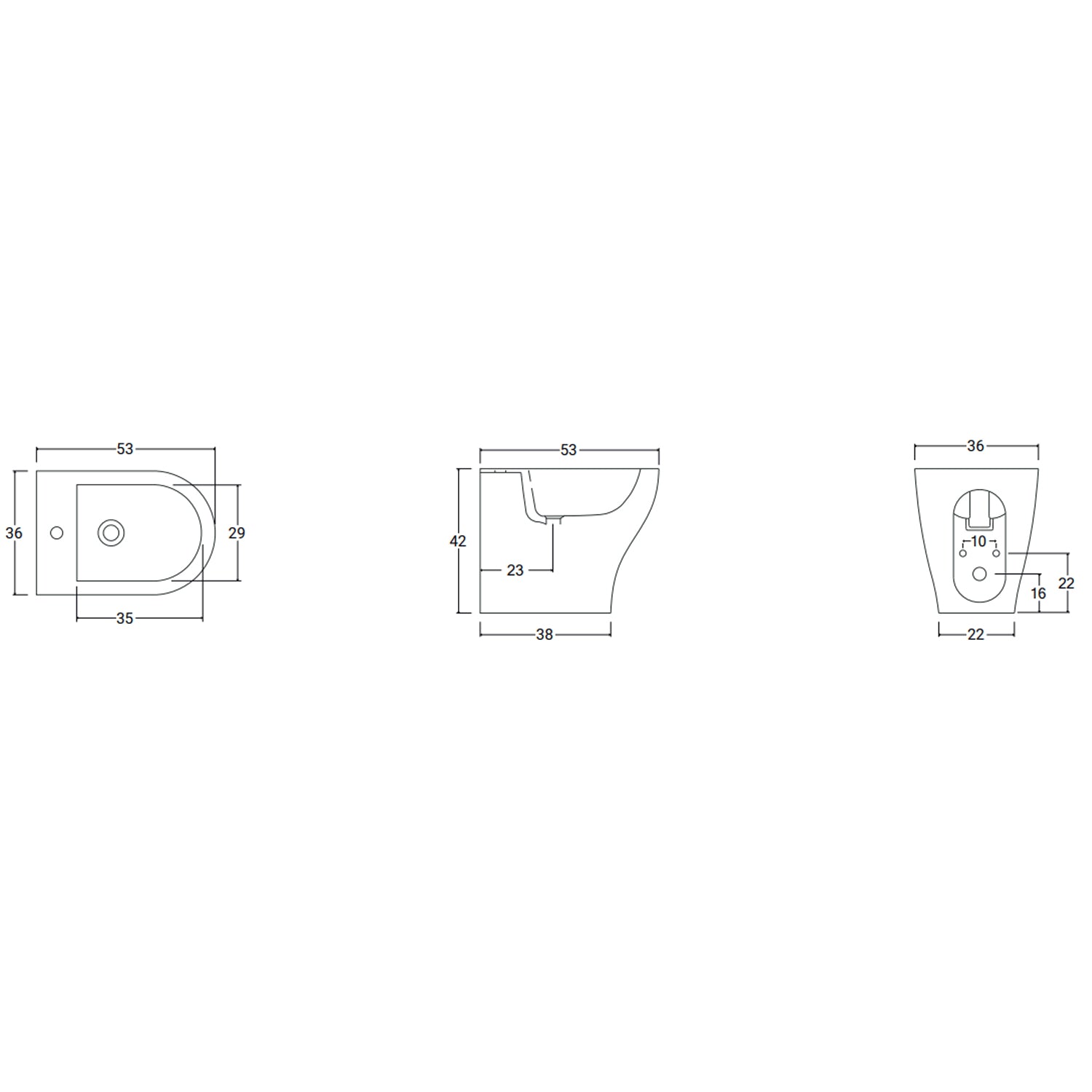  Sanitari filomuro con copriwater soft close BathCore serie Eira L 36 x P 53 cm â€“ Bianco lucido