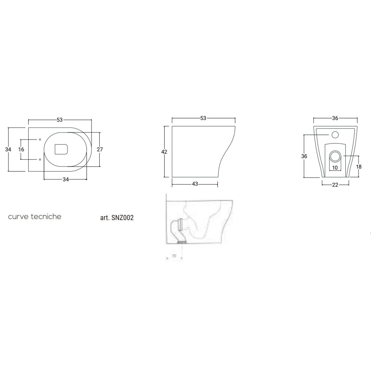 Sanitari filomuro con copriwater soft close BathCore serie Eira - Bianco lucido 6