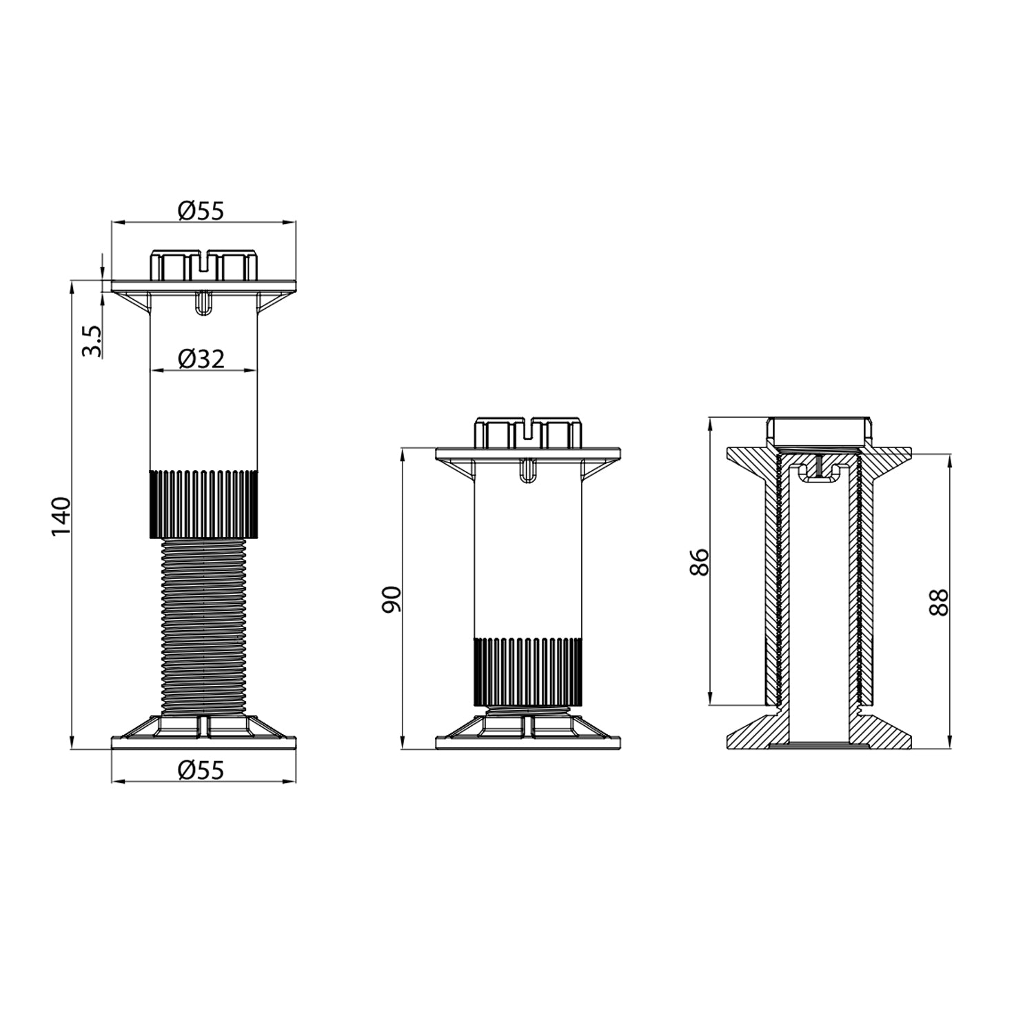 Piedino per piatto doccia Stone Essence - Nero 2