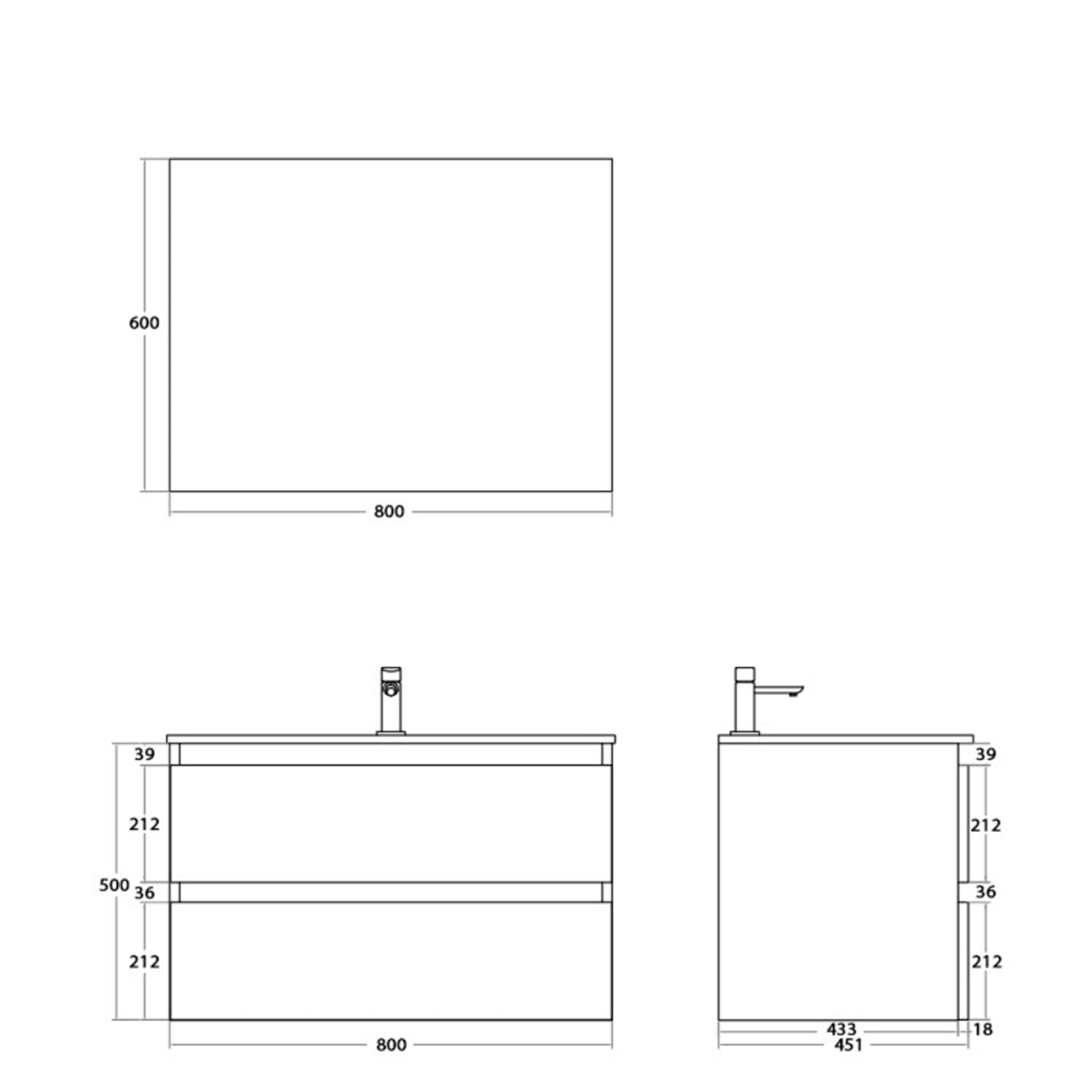 900272 - Mobile bagno sospeso 80 cm con lavabo e specchio - Collezione Revival Cubi&Co 3