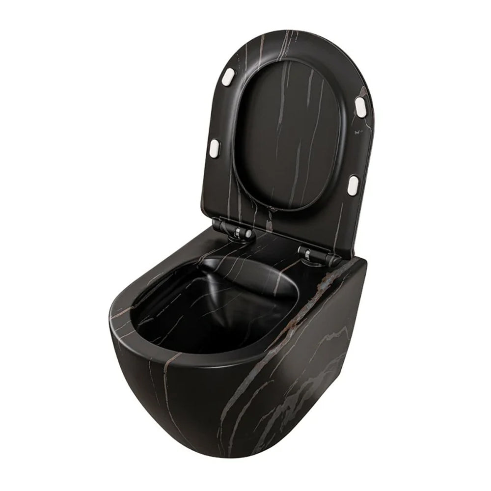 Coppia sanitari sospesi Vaso rimless e bidet serie LineaM Bathcore -Marmorizzato nero 5