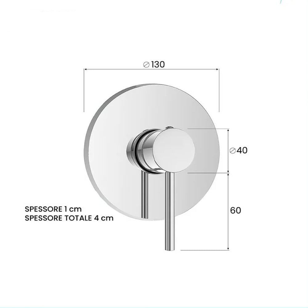 Miscelatore doccia ad incasso monocomando a una via in acciaio inox Rubiflux Serie Paris Modello Brillant - Cromato 2
