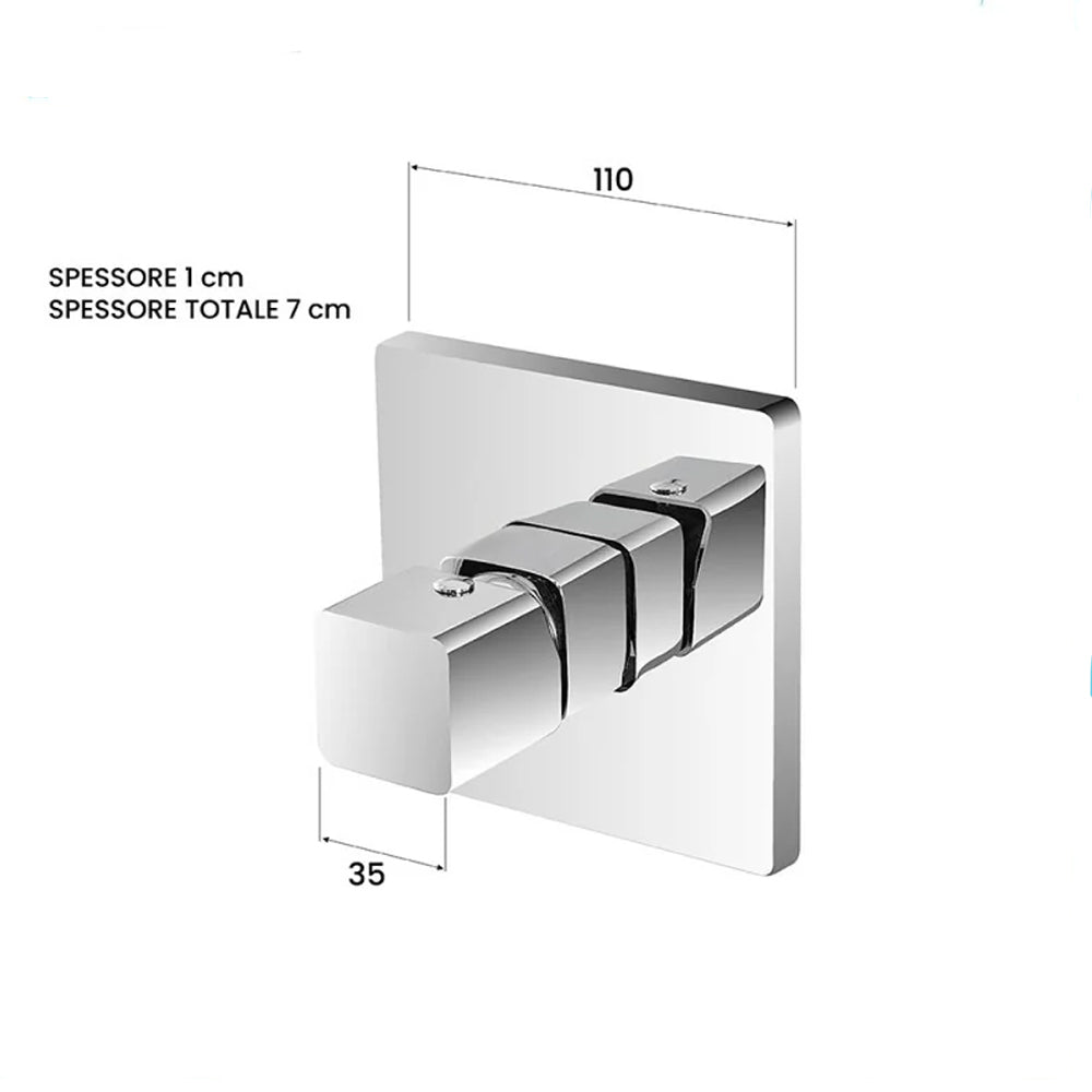 Kit miscelatore lavabo alto + bidet + doccia a una via RubiFlux serie Lilium Modello Chrome con piletta clic-clac in acciaio inox - Cromato lucido 7