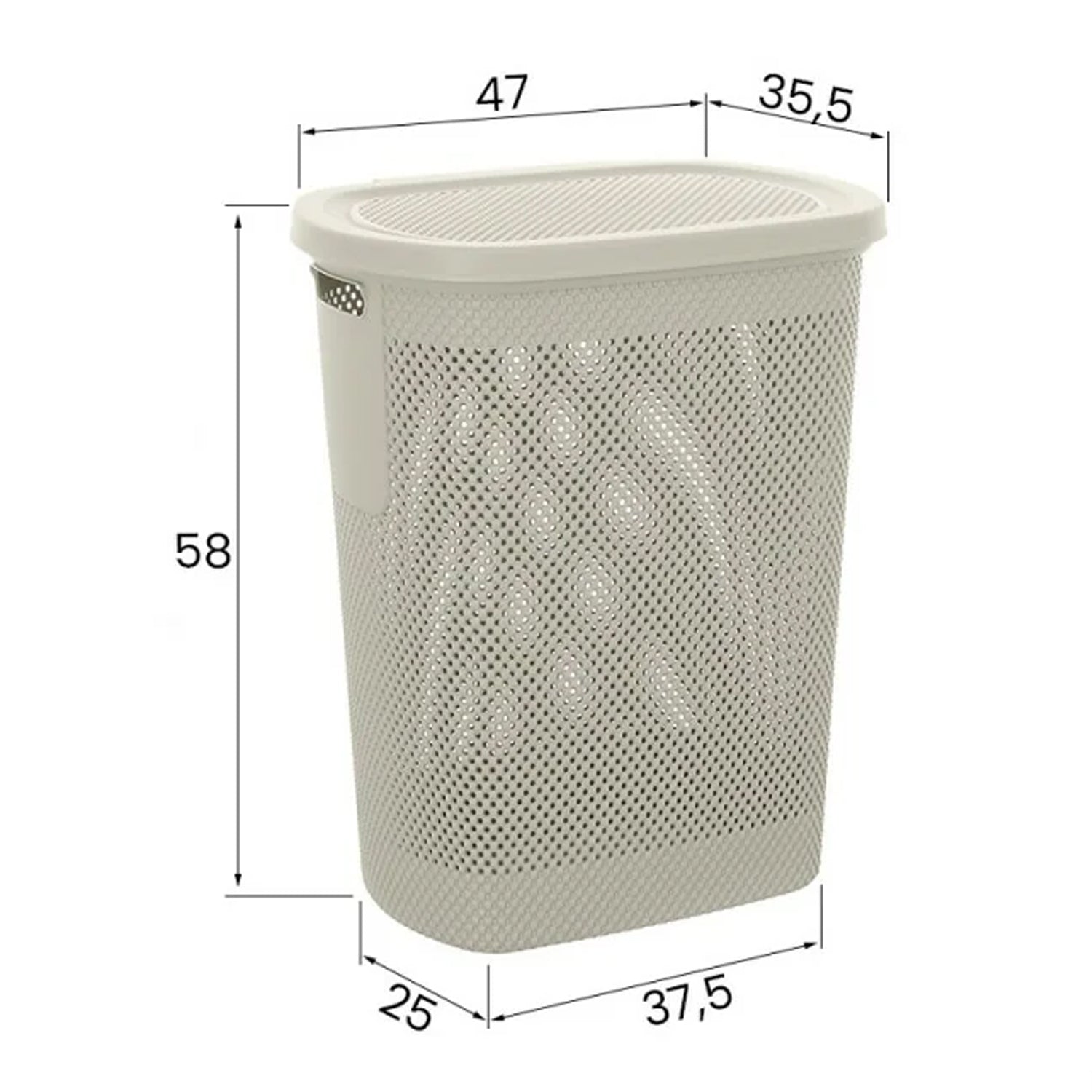 Portabiancheria in plastica 58 Lt Bathcore modello Livia - Bianco 3