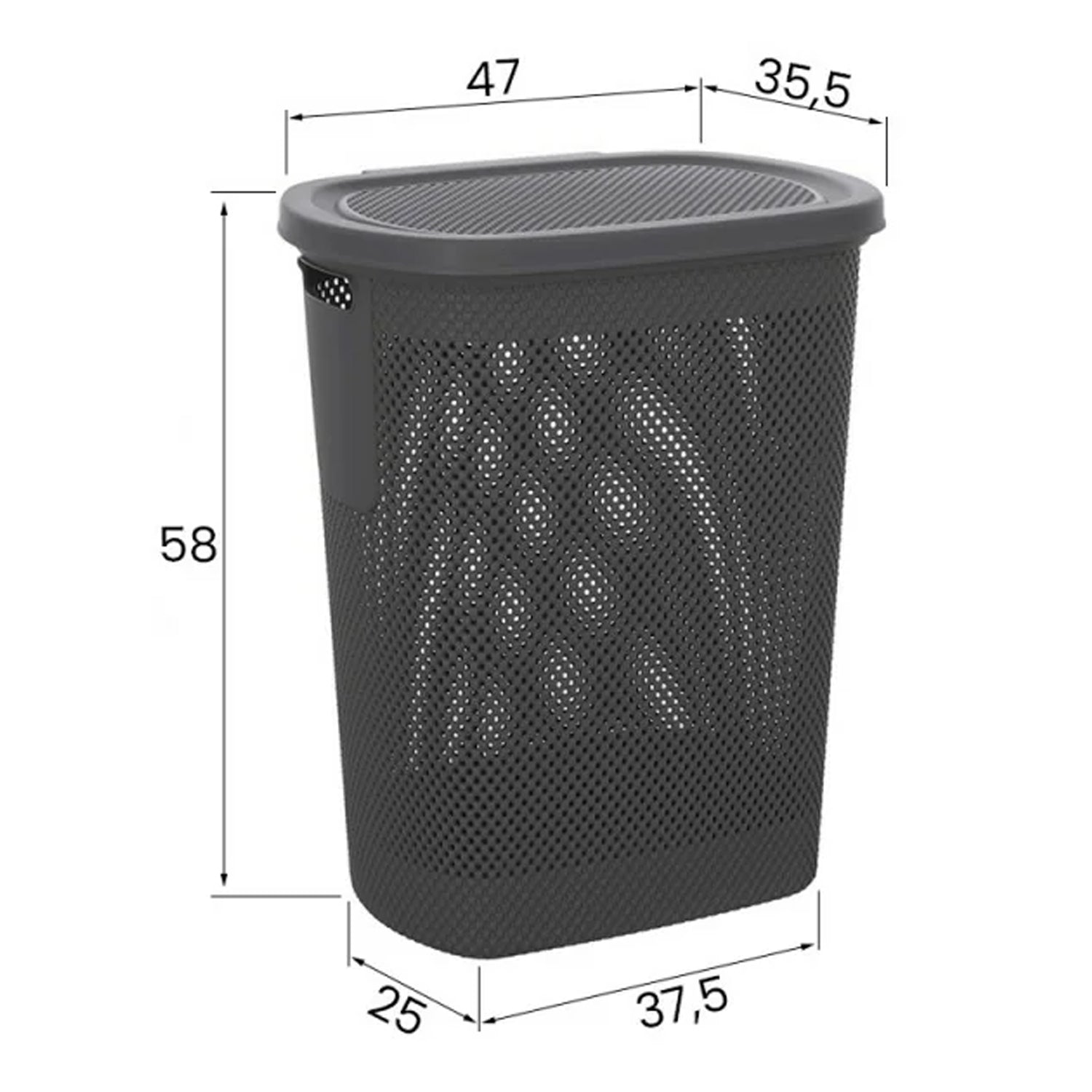 Portabiancheria in plastica 58 Lt Bathcore modello Livia - Grigio scuro 2