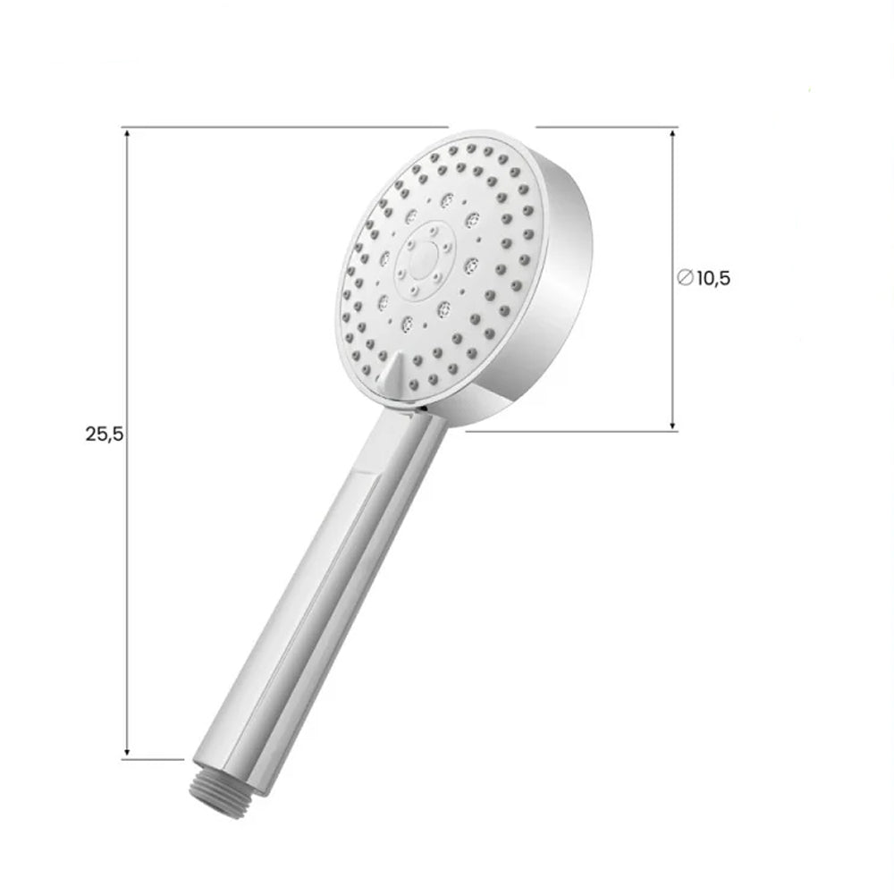 Doccetta rotonda 3 funzioni Anticalcare Serie Aqua Collection DocciaGo in ABS 25,5x10,5 cm - Cromo 2