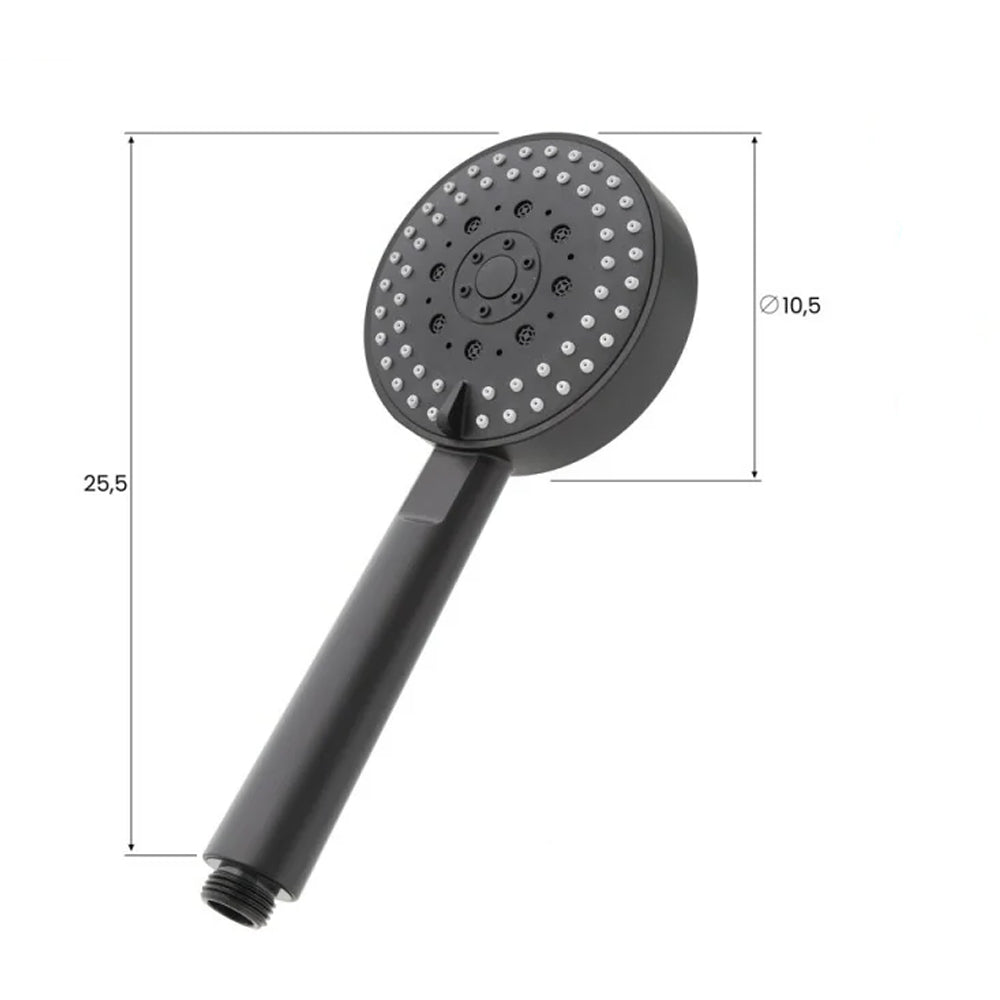 Doccetta rotonda 3 funzioni Anticalcare Serie Aqua Collection DocciaGo in ABS 25,5x10,5 cmâ€“ Nero 2