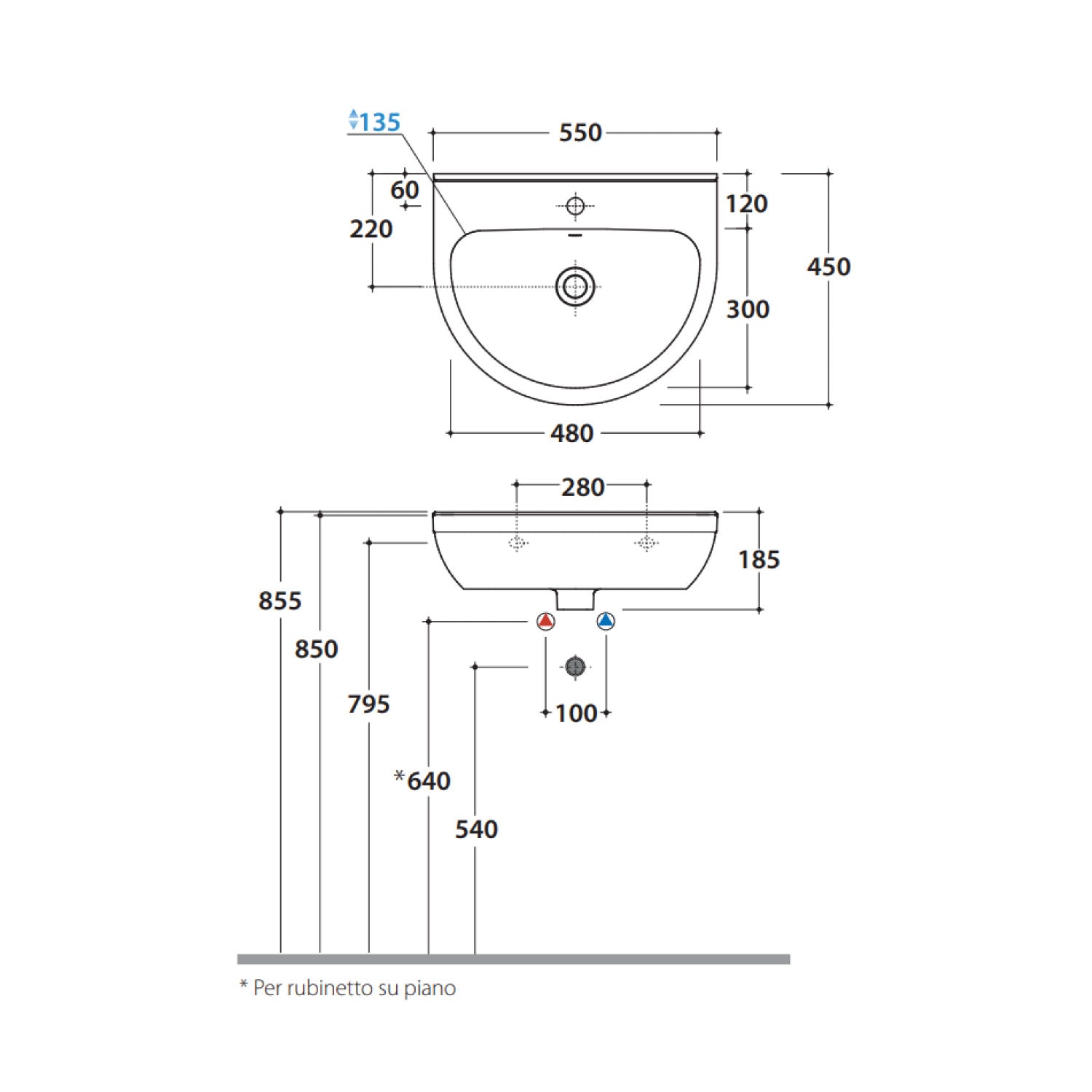  Lavabo Lavandino Sospeso modello Grace 55 Ceramica Globo by CeramicStore | Lo specialista del tuo bagno