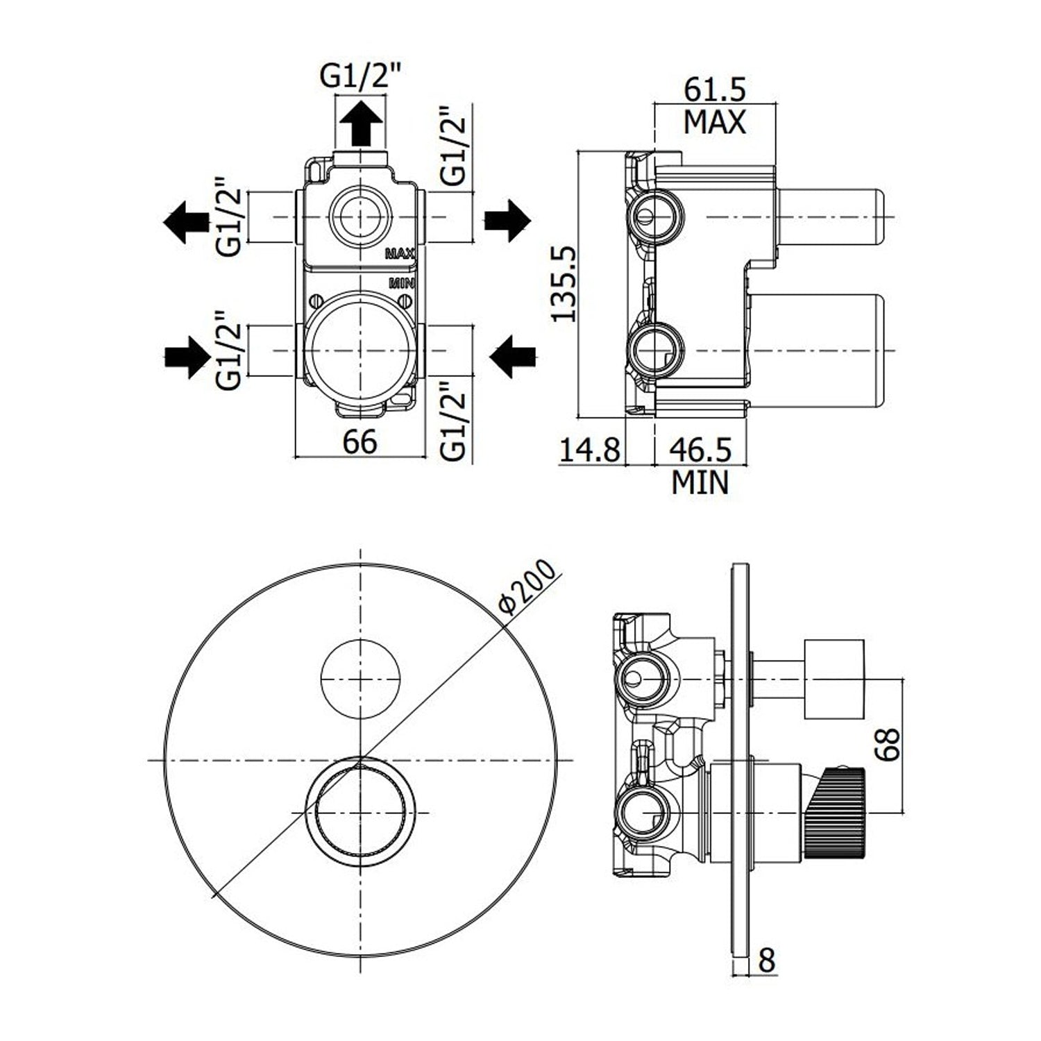  Miscelatore doccia con deviatore meccanico 3 uscite Paffoni Jo Nero Opaco by CeramicStore | Lo specialista del tuo bagno