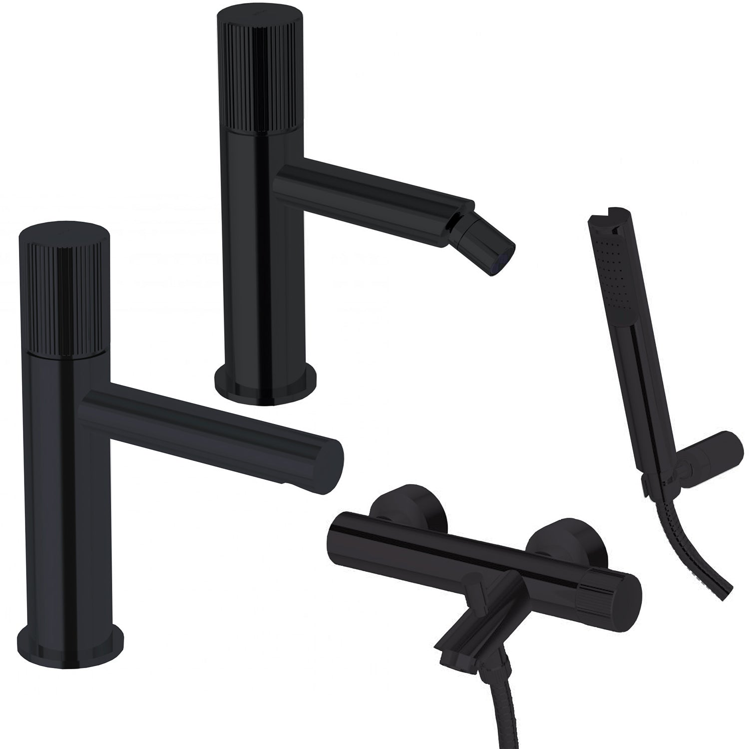 Set di miscelatori lavabo-bidet-vasca con doccetta Paffoni Jo Nero Opaco by CeramicStore | Lo specialista del tuo bagno