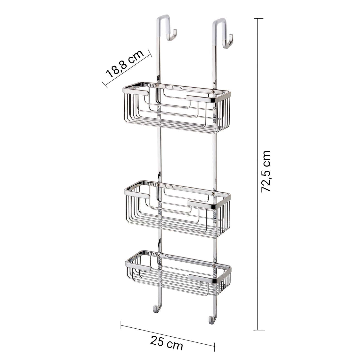  Portaoggetti doccia appendibile a 3 ripiani in Ottone modello Apollo di Gedy - Cromato by CeramicStore | Lo specialista del tuo bagno