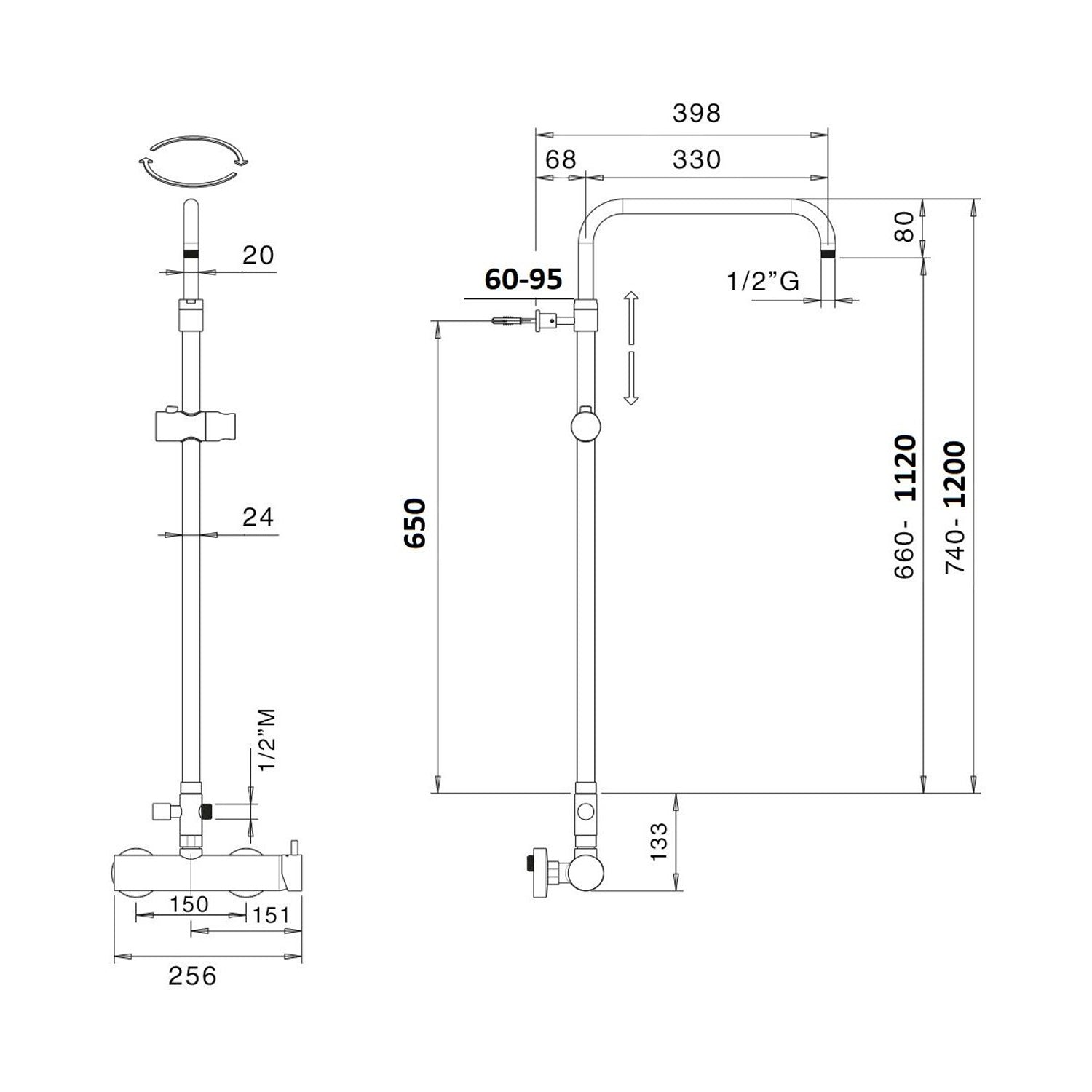  Colonna doccia C40 regolabile con deviatore MX1B by CeramicStore | Lo specialista del tuo bagno