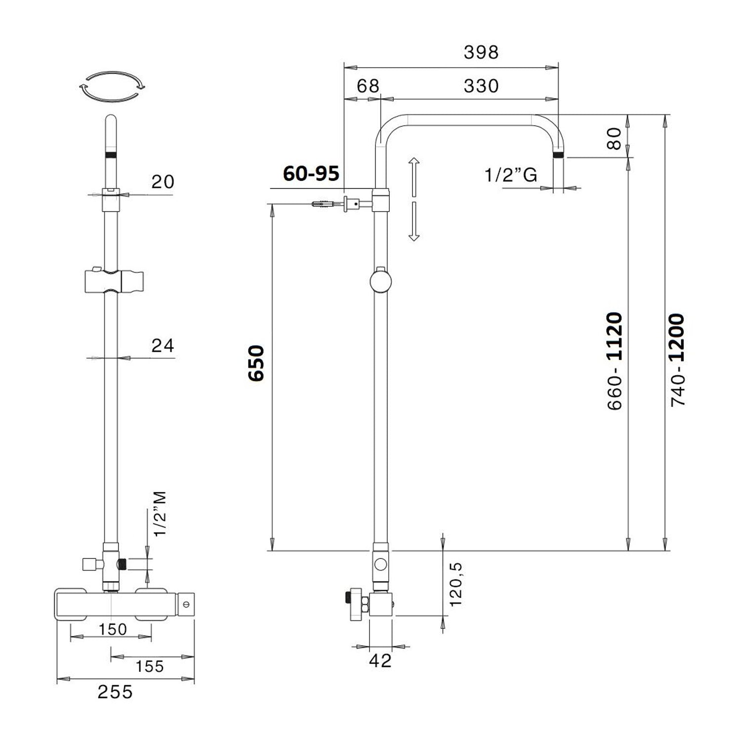  Colonna doccia C40 regolabile con termostatico TM3Q by CeramicStore | Lo specialista del tuo bagno