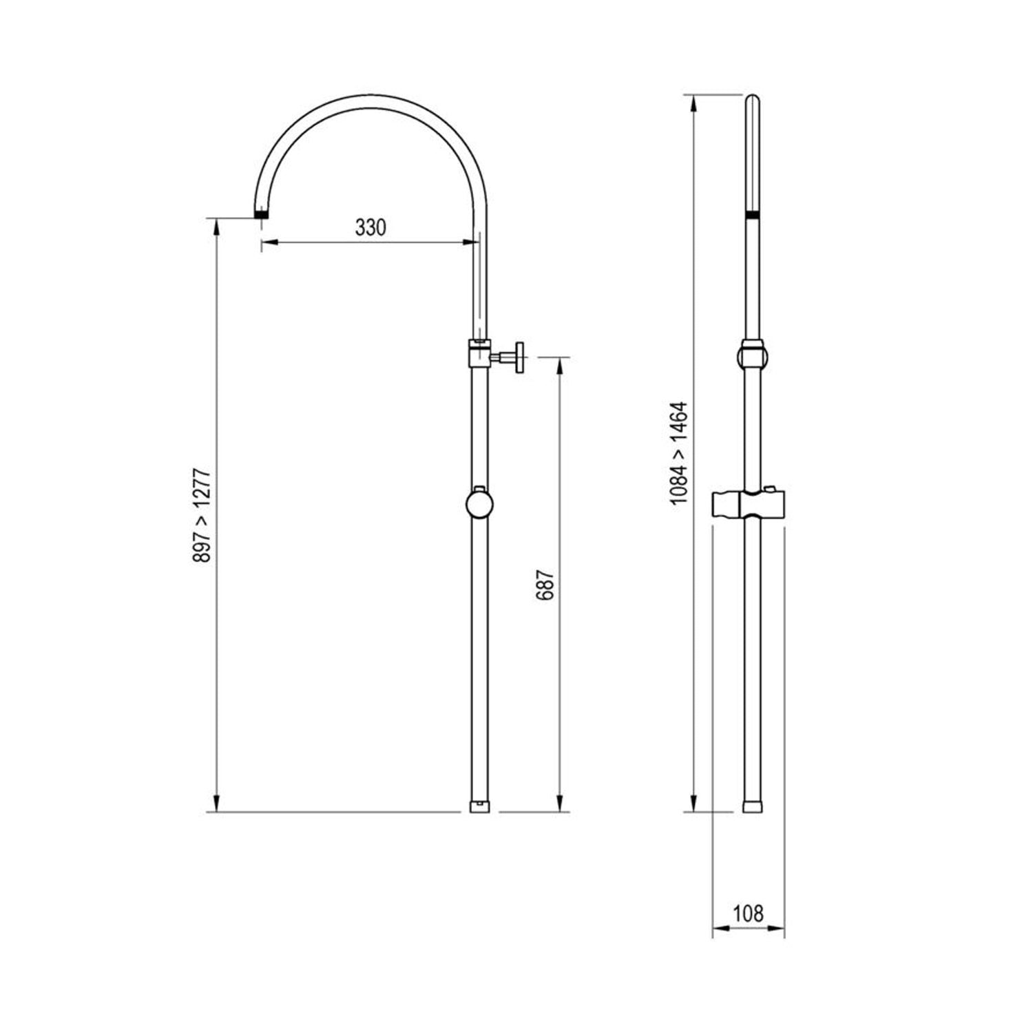  Colonna doccia C37 regolabile e orientabile con attacco 3/4F by CeramicStore | Lo specialista del tuo bagno