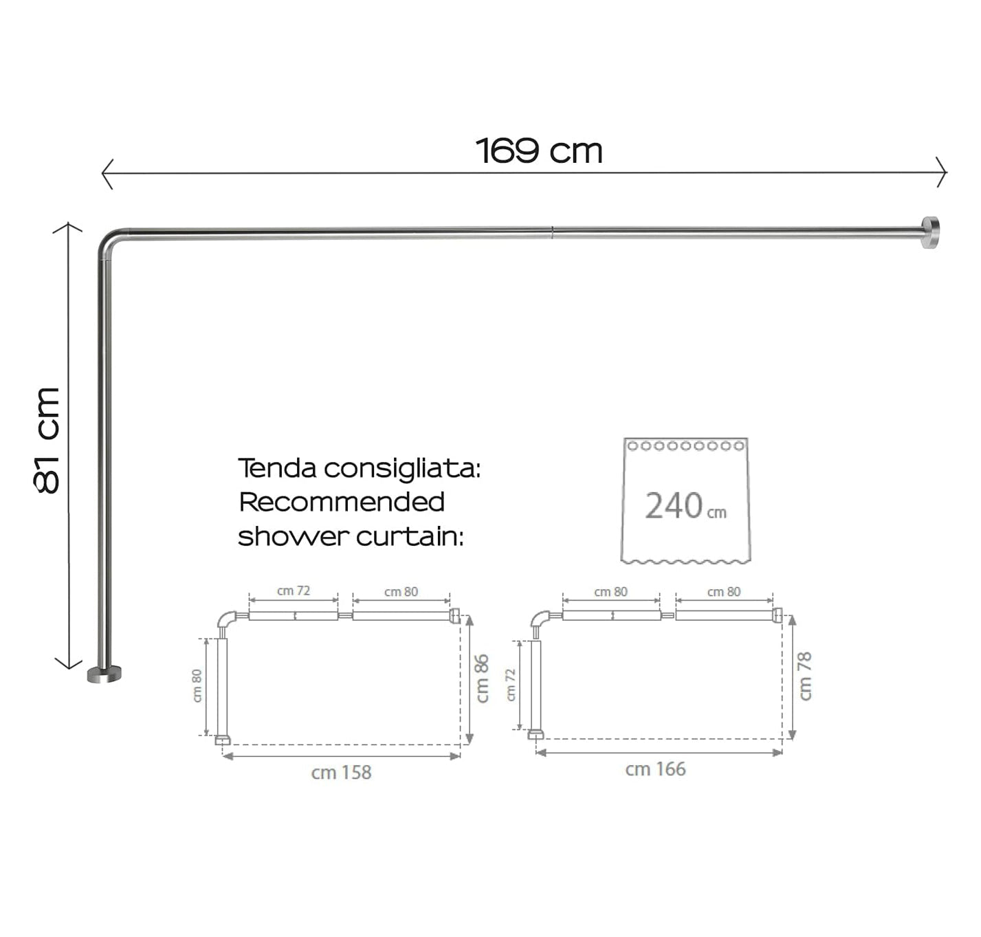  Asta doccia angolare 80x170 cm di Gedy - Alluminio Anodizzato by CeramicStore | Lo specialista del tuo bagno
