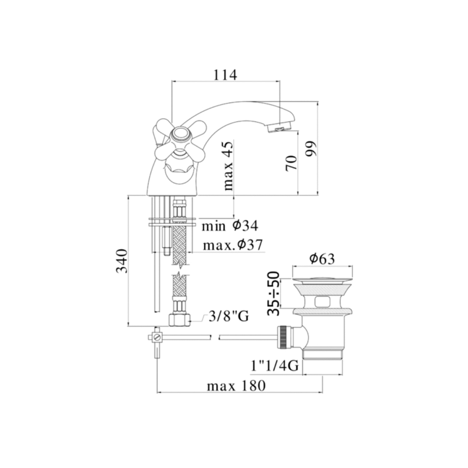  Monoforo lavabo con scarico automatico Paffoni serie Iris - Golden Finish by CeramicStore | Lo specialista del tuo bagno