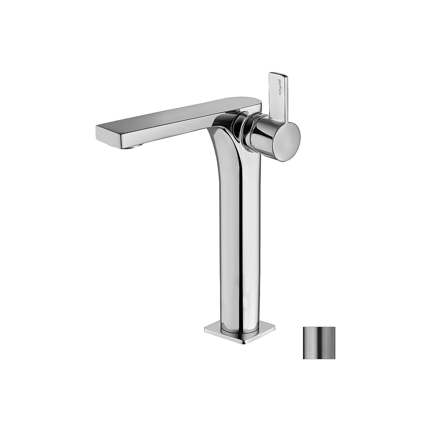 Miscelatore lavabo prolungato senza scarico serie Rock modello RO081ST steel looking Paffoni by CeramicStore | Lo specialista del tuo bagno