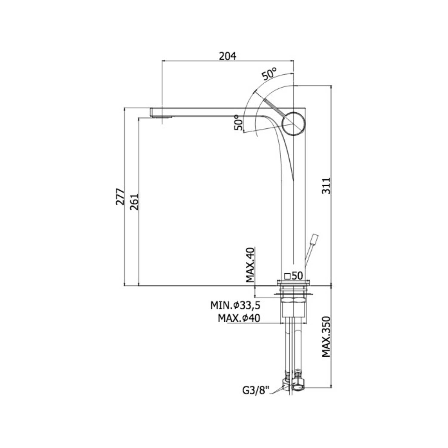  Miscelatore lavabo prolungato senza scarico serie Rock modello RO081ST steel looking Paffoni by CeramicStore | Lo specialista del tuo bagno
