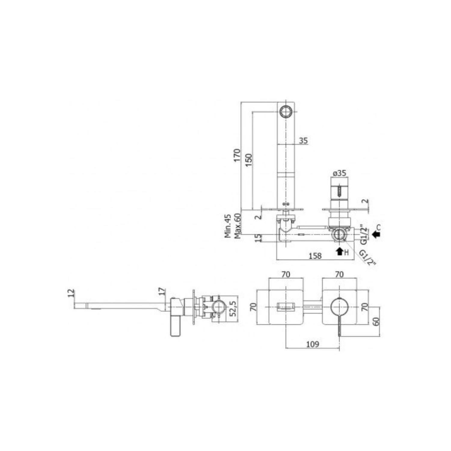  Miscelatore lavabo a parete serie Rock modello RO105ST70 steel looking Paffoni by CeramicStore | Lo specialista del tuo bagno