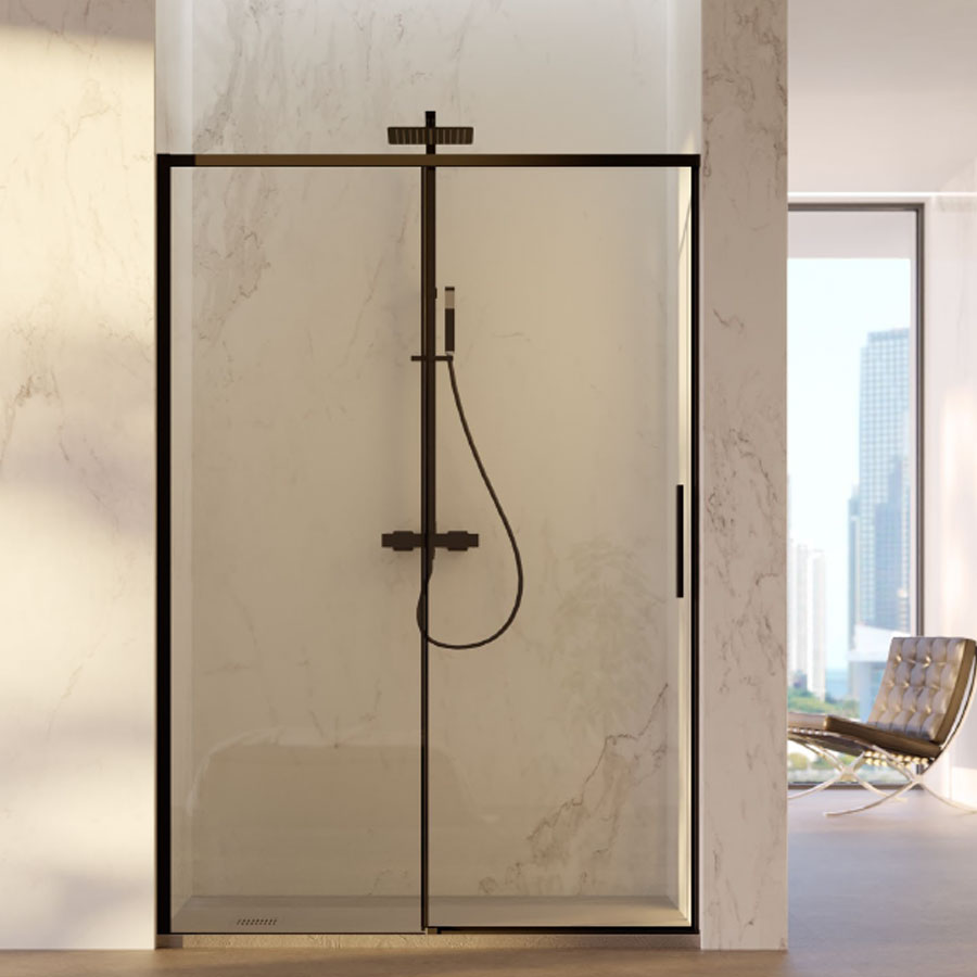 Porta doccia scorrevole per nicchia da 120 cm in cristallo da 6 mm con profilo alluminio Nero versione Sinistra by CeramicStore | Lo specialista del tuo bagno