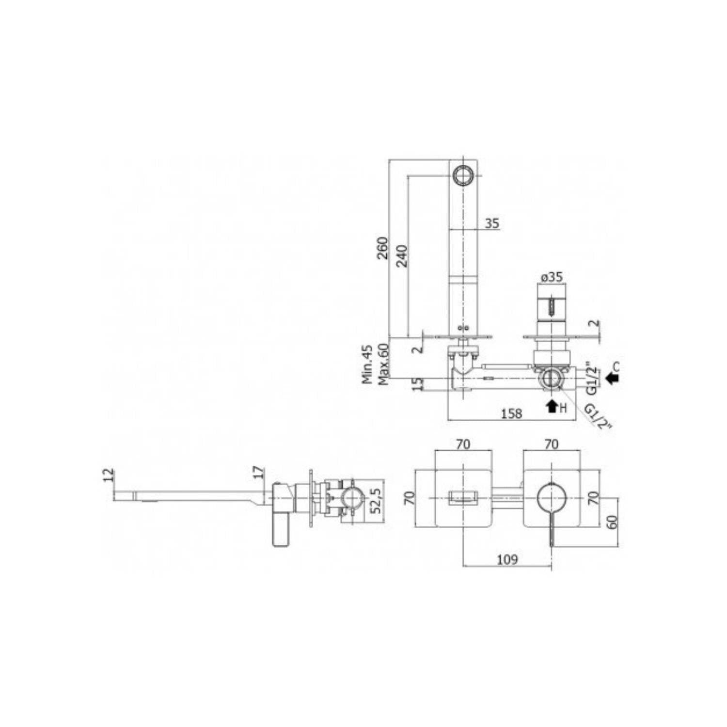  Miscelatore lavabo a parete serie Rock modello RO106ST70 steel looking Paffoni by CeramicStore | Lo specialista del tuo bagno