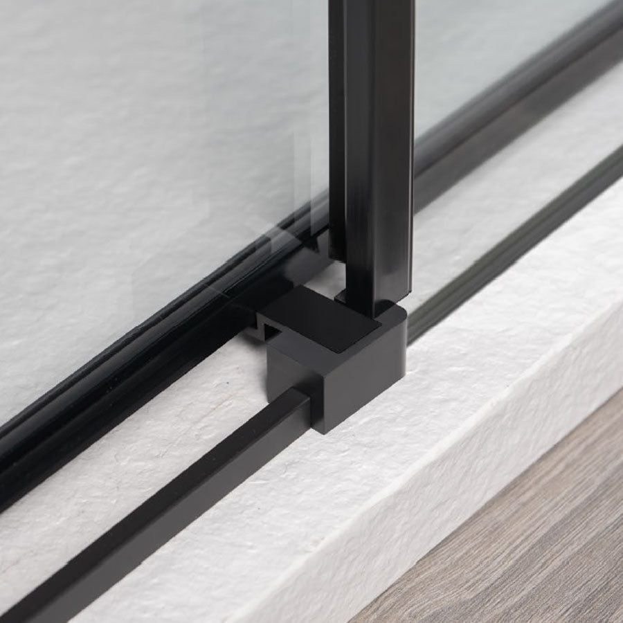  Porta doccia scorrevole per nicchia da 150 cm in cristallo da 6 mm con profilo alluminio Nero versione Sinistra by CeramicStore | Lo specialista del tuo bagno