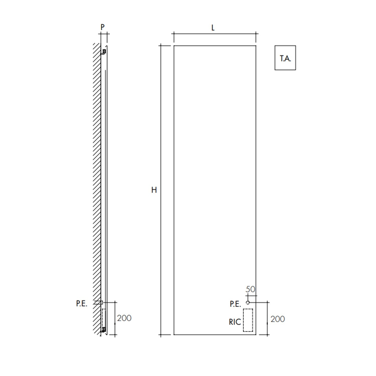 Termoarredo elettrico a piastra verticale modello TermoCrea Bianco 1200x360 mm - Scirocco 5