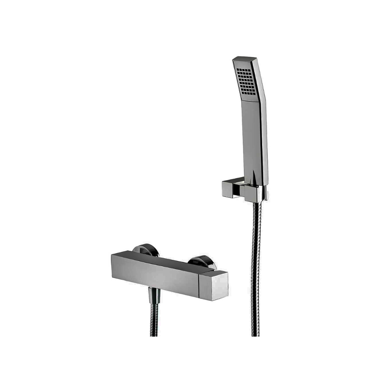 Miscelatore doccia Paffoni serie Elle completo di set doccia con supporto a muro - Steel Looking by CeramicStore | Lo specialista del tuo bagno