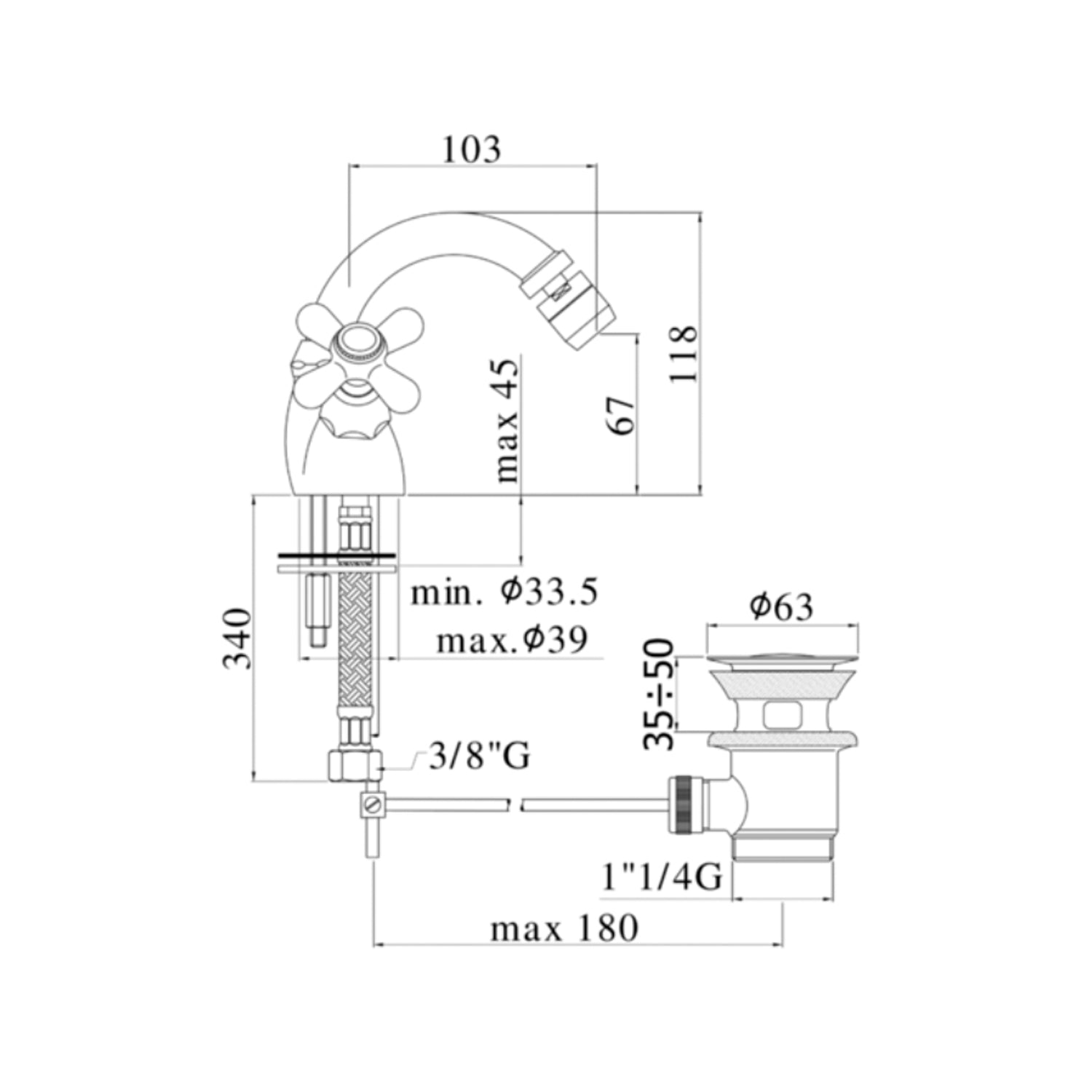  Monoforo bidet con canna orientabile e scarico automatico Paffoni serie Viola - Ramato by CeramicStore | Lo specialista del tuo bagno