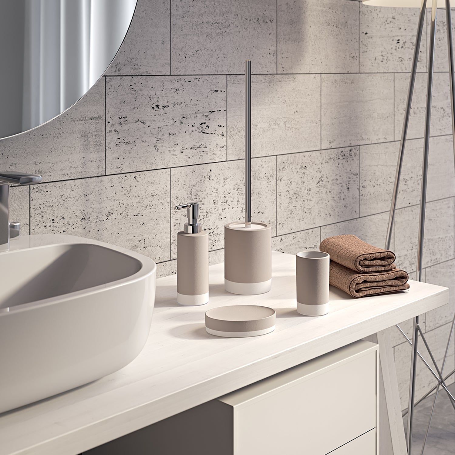  Scopino in ceramica Gedy serie New Mizar - Tortora Chiaro by CeramicStore | Lo specialista del tuo bagno